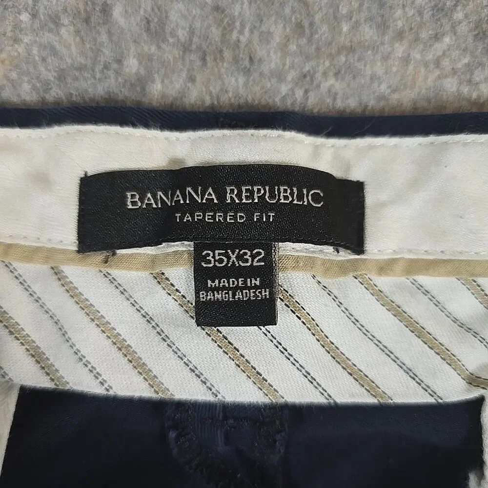 Banana Republic Classic Chinos Pants Mens 35 X 32 Navy Blue Trouser Office Slack